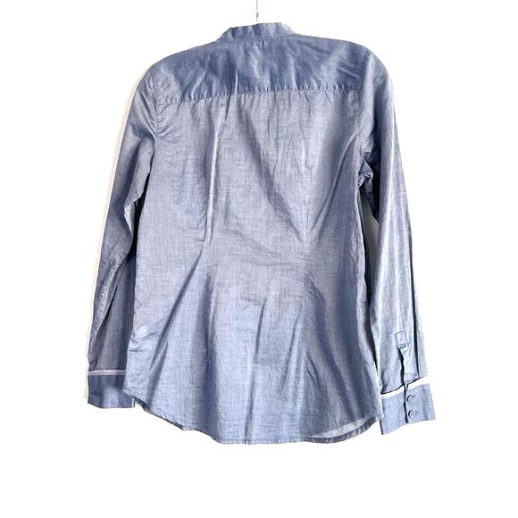 Gap Cotton Chambray Mixed Media Button Down Blouse Small - Picture 2 of 9